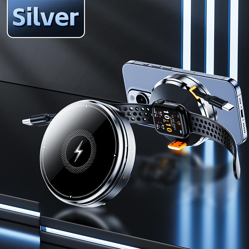 

Складная док-станция для беспроводной зарядки MagSafe 3-в-1 для iPhone 16/15 Watch AirPods — магнитная подставка для быстрой зарядки 15 Вт