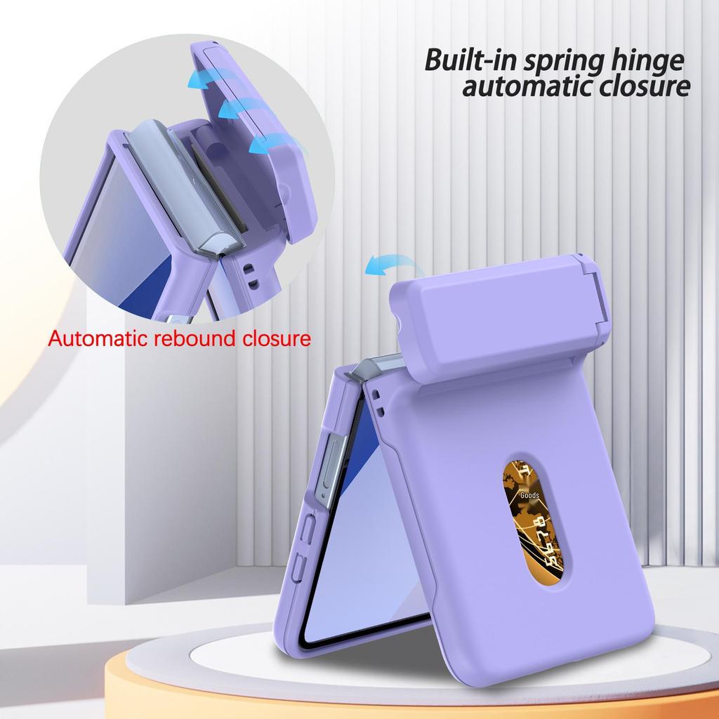 Samsung Z Flip 7 Protective Case with Card Slot and Hinge Bracket, Foldable Anti-drop Design