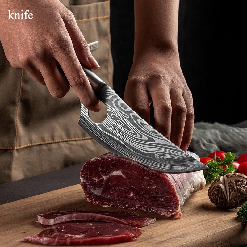Kitchen Knife Chef Knives Handmade Forged Damascus Pattern Sharp Japanese Santoku Knife Cleaver Slicing Utility Knife