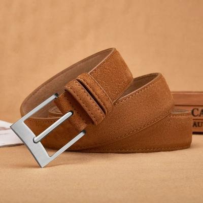Luxury Design Pin Buckle Waistband PU Leather Business Waist Strap Suede Wide Belt  Men Women