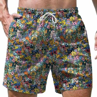 Herren Strandhose mit Aufdruck Leichtes Polyester Kordelzug Gürtel Lässig Sommer
