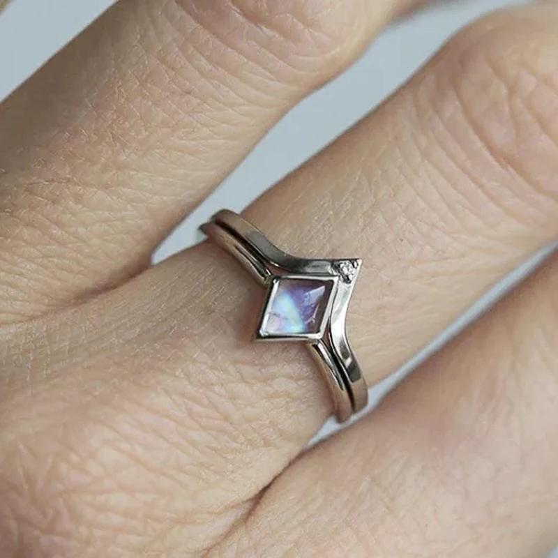 

Стильные кольца для женщин, модные ромбические имитации опала, украшения на палец для повседневной жизни, модные аксессуары, подарок 8