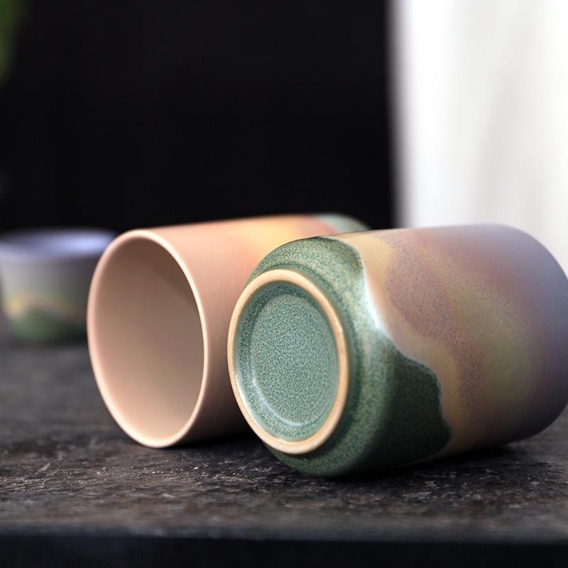 Japanese Kiln Ceramic Cup Handmade Rough Pottery Artisan Tea Cup for Traditional Tea Ceremony, Multi-Purpose (Tea/Coffee/Water)