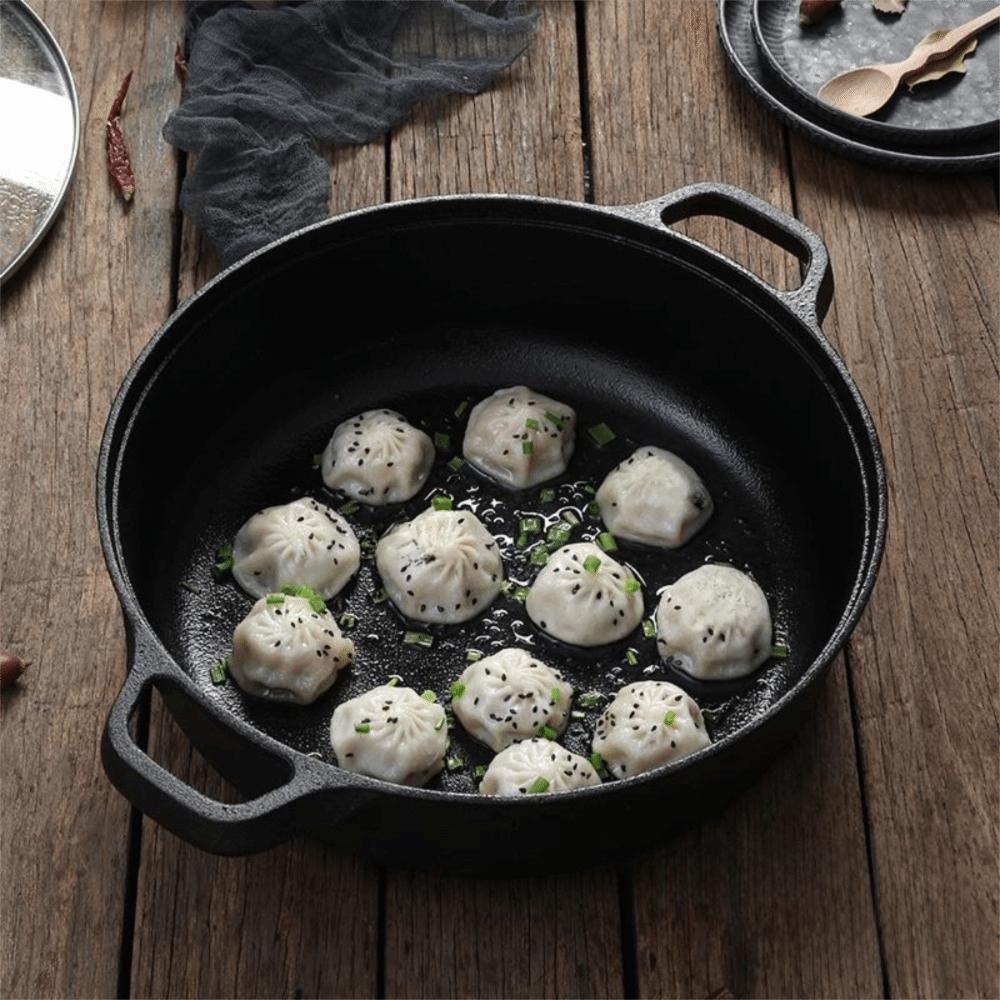 Non-coated Frying Pan Flat Bottomed Wok Durable Stir-fry Pan Outdoor
