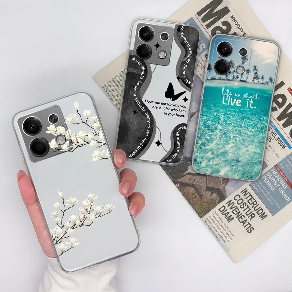 For Redmi Note 13 Pro Plus Phone Case Ink Painting Transparent Soft Slim Silicone Anti Choc Back Cover For Redmi Note13 13Pro+