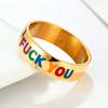 Color English Alphabet Ring Hip Hop Niche Cool Wide Ring Titanium Steel Electroplating Non-Fading Female
