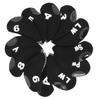 12 PCS Golf Club Head Covers Golf Iron Pole Number Cover Club Protective Head Cover Black