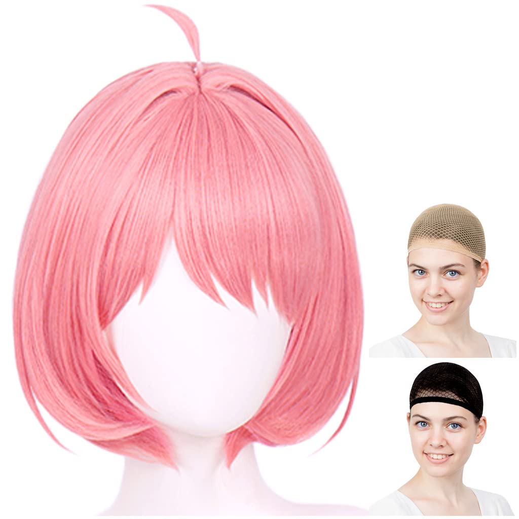 

CaseEden Cosplay Wig, Short, 30cm, Heat-Resistant, Pink, with Two Wig Nets