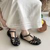 Soft-soled French retro woven bag head sandals women's fashion 2025 Boken fairy style flat-soled pregnant women Roman shoes tide