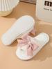 Cute Winter Indoor Home Warmth Thick-soled Non-slip Bow Slippers