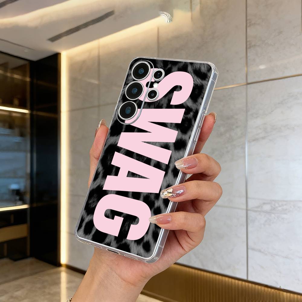 Clmj --Leopard Print -SWAG Clear Phone Case for Samsung S25, S24, S21, S22, S23, S30, Ultra, S20, Plus, FE, Lite