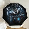 1 Stück Sternennacht Wolf Traumfänger Regenschirm, Outdoor Reiseaccessoire, Leicht & Langlebig, Perfektes Festivalgeschenk m1216005
