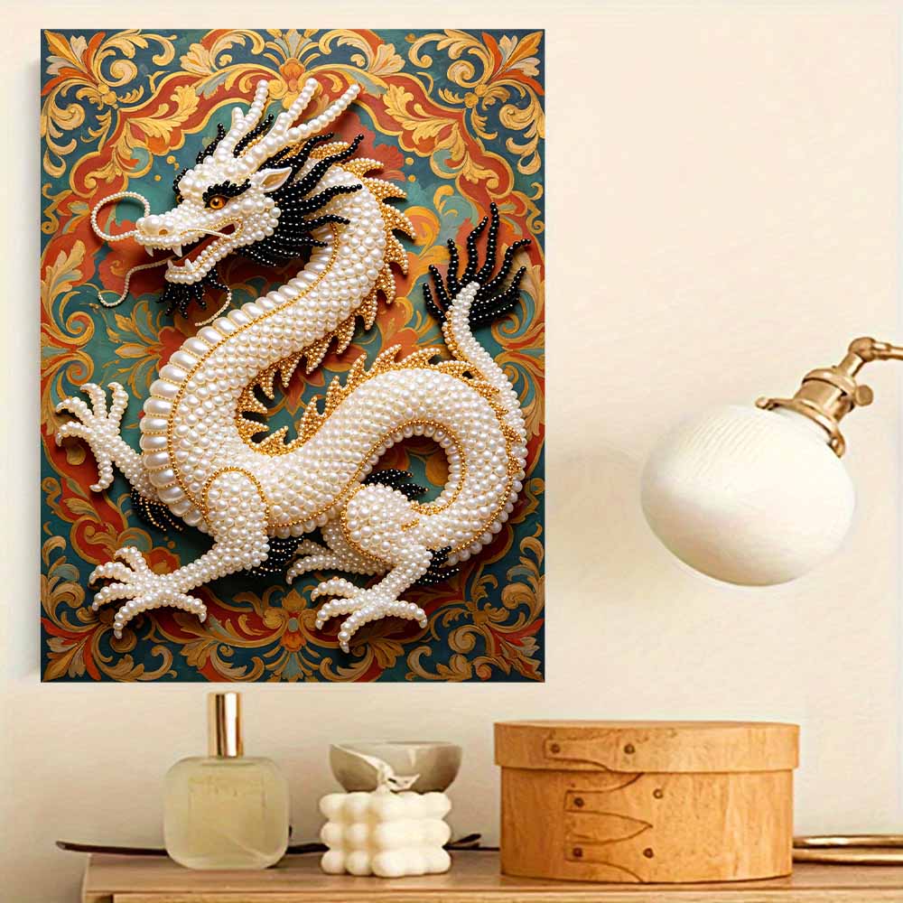 Handmade Exquisite Chinese Dragon Pearl DIY Painting Creative Interior Wall Art Fine Gift For Household Home Space Beautification Elegant Decor
