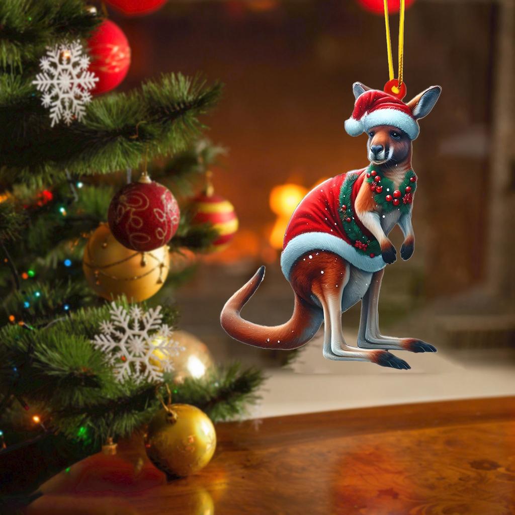 Santa Claus Acrylic 2D Flat Animal World Christmas Day Party Pendant Christmas Tree Decoration Christmas Car Pendants Gifts