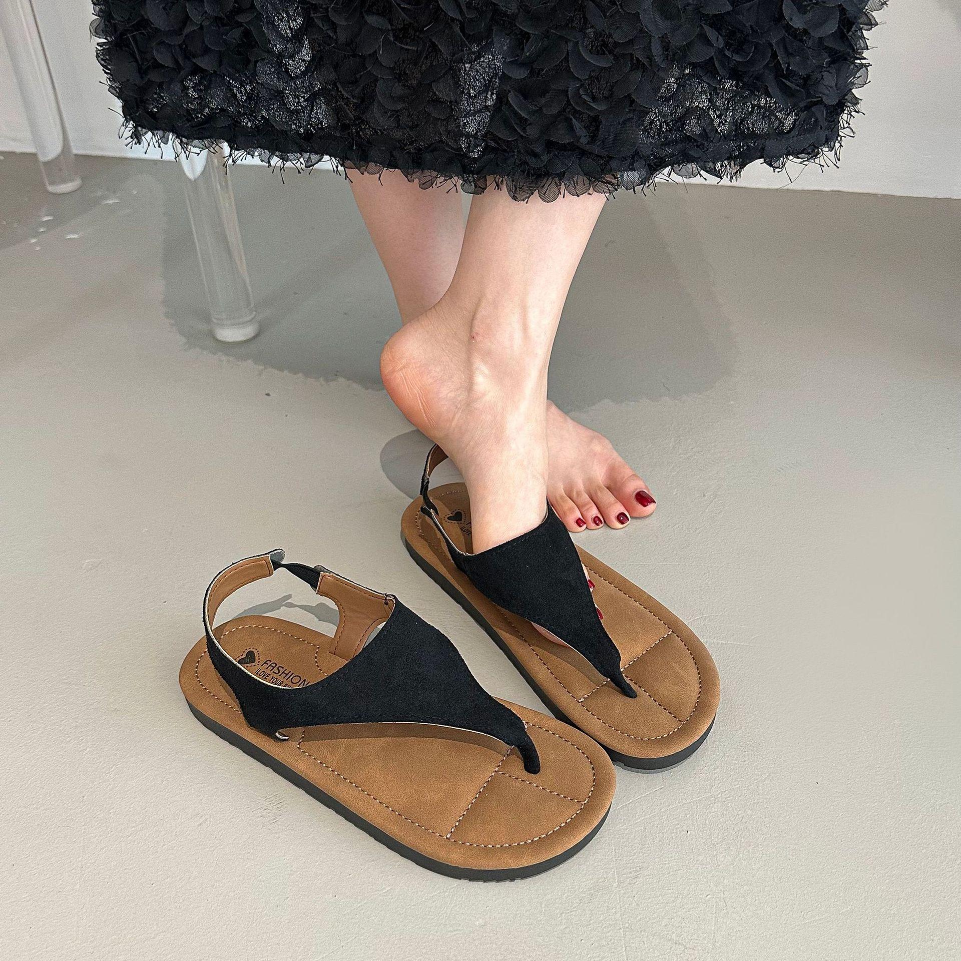 

Beautiful herringbone sandals women s summer wear 2025 new models with skirts with Roman shoes Internet celebrities toe beach shoes 35 чёрный