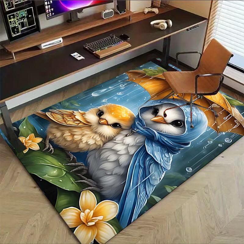 1PC Birds Rain Non-Slip Floor Carpet Compatible for Office&Living Room&Bedroom&Dining Room - Flat-Weave Machine-W288