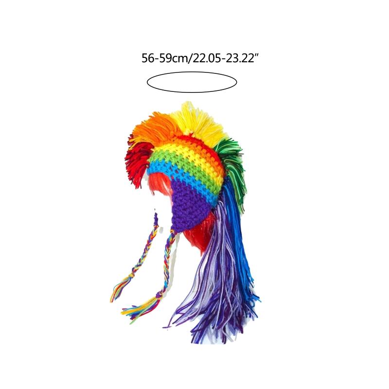Halloween Funny Hat Roman Knight Hat Rainbow Striped Beanie Knit Beanie Earflap Hooded Rainbow Novelty Hat