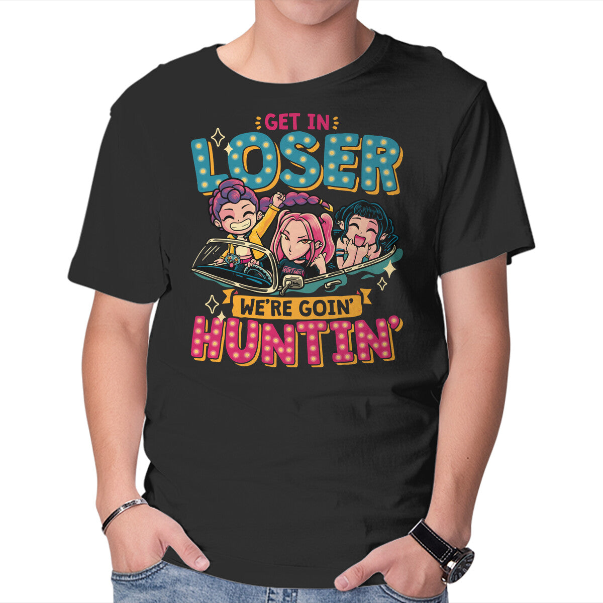 Unisex Crew Neck T-Shirt Mean Hunters Graphic Short Sleeve Casual Tee XXXXL