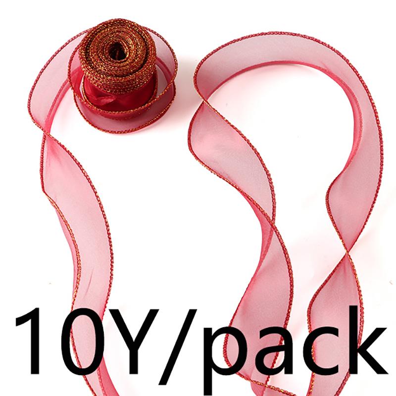 (10 Yards/Packung) 4cm Goldrand Wellenförmiges Garn Geschenkbox Bouquet Verpackungsmaterial Schleife Haaraccessoires Handgemacht DIY Dekoratives Spitze