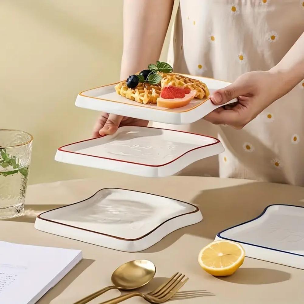 Premium Ceramic Toast Plate Durable Cake Plate Serving Plate Dessert Plate  Kitchen