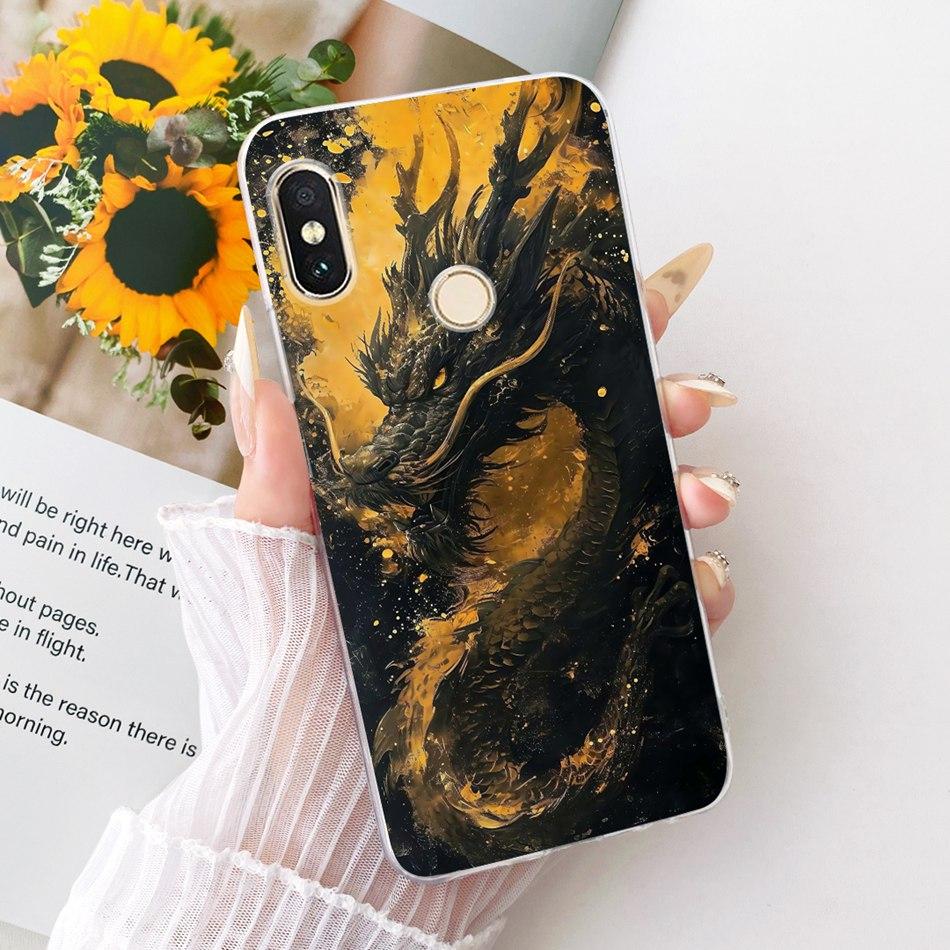 For Xiaomi Redmi Note 6 Pro Cool Dragon Tiger Pattern Phone Case For Redmi Note6 Soft Silicone TPU Cases
