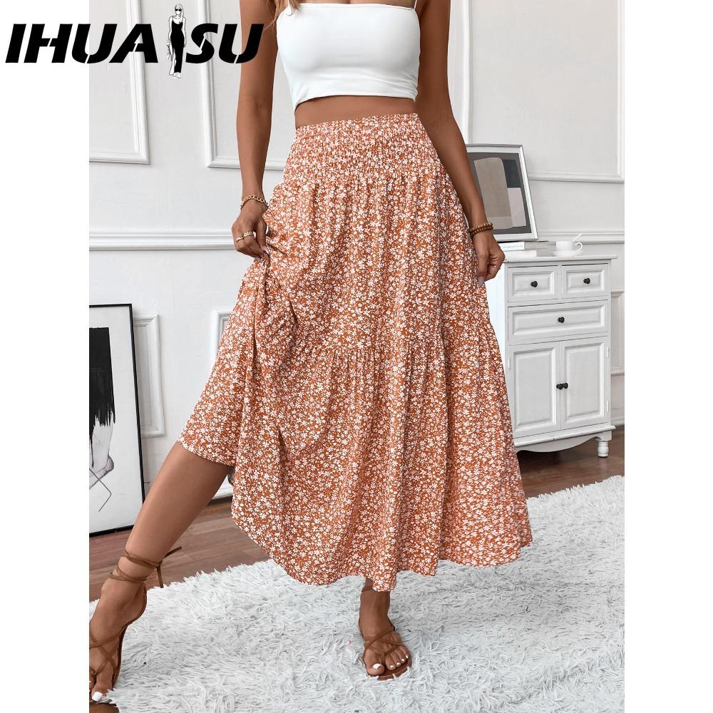 IHUASU Dámská módní ležérní letní jarní sukně