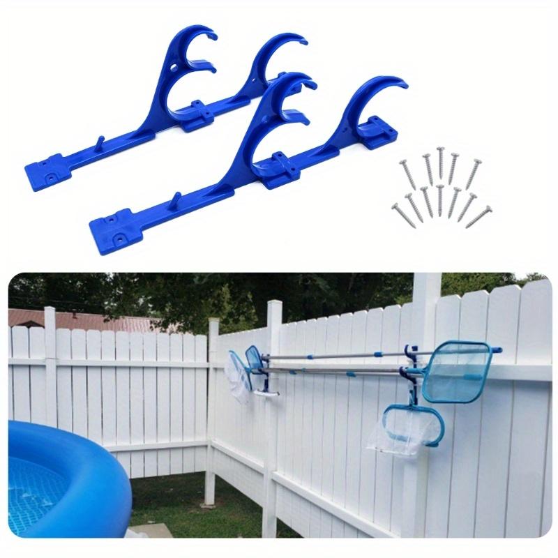 2pcs PVC Outdoor Pole Hanger, Telescopic Rod Hook with Screws for Swimming Pool Stick, Net Brushes, Garden Hoses - Durable Plastic Storage Organizer