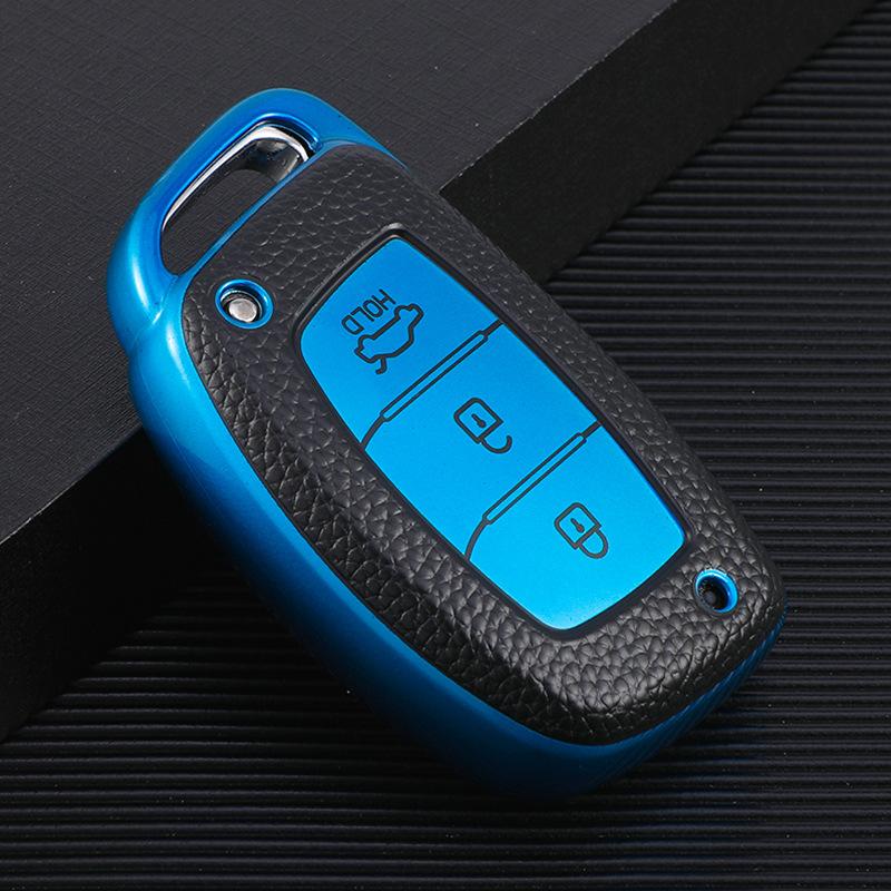 

3 кнопки новый кожаный чехол для дистанционного ключа автомобиля из ТПУ для Hyundai Tucson Santa Fe Rena Sonata Elantra Creta Ix35 Ix25 i10 i30 i40 A Style синий