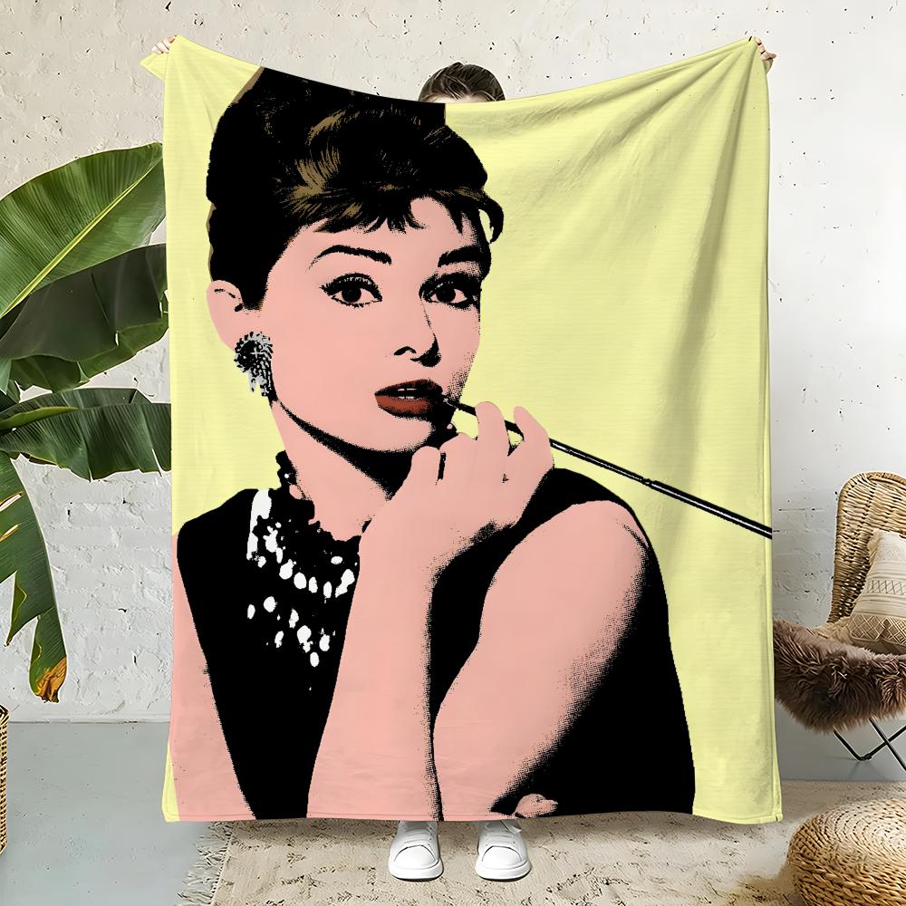 Celebrity A-Audrey Hepburn Throw Flannel Throw Blanket,Bed Home Office Nap Blanket Travel,Camping,Picnic Blanket Soft Decor 75cmx90cm
