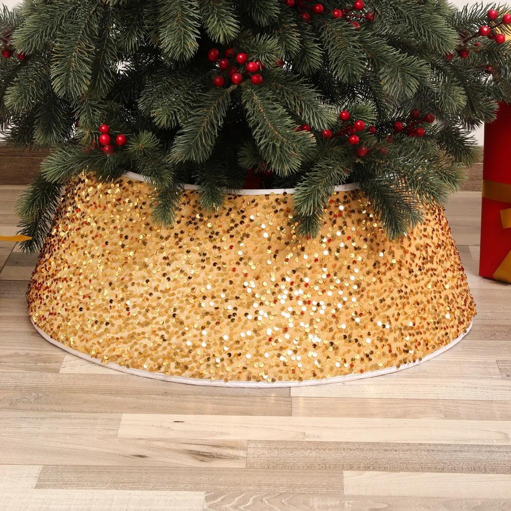 Holiday Christmas Tree Skirt Artificial Pine Tree Ring Decorative Base Cover for Indoor Outdoor Home Decor
