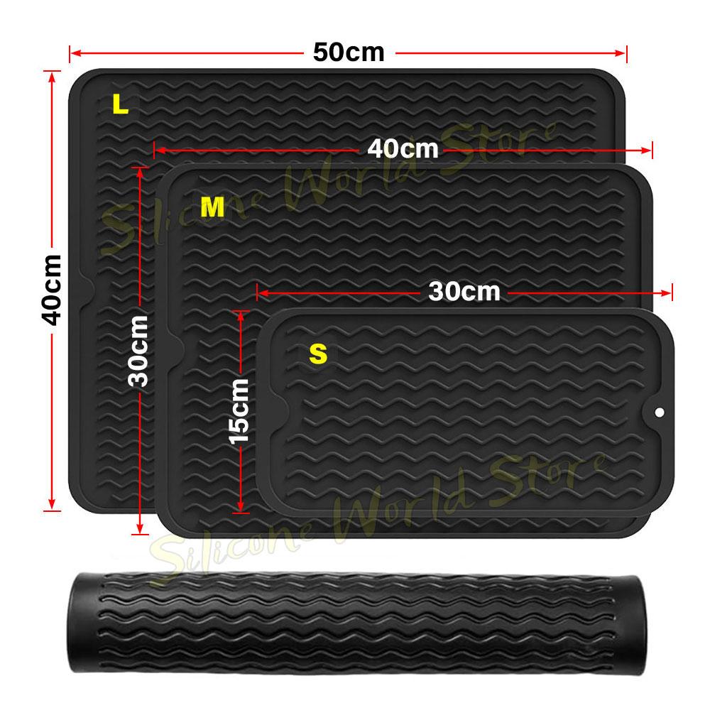 SW 1PC Wave Groove Drain Silicone Pad Multi Functional Draining Mat Kitchen Tableware Anti Slip Drying Mat Heat Insulation Pad