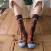 French Trendy Brand Niche Flower Socks Women'S Cotton Socks Medium Tube Street Fashion High-Top Couple Stockings Men
