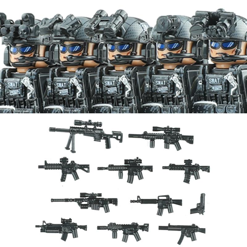 Commando Urbano Forze Speciali Figure Militari Blocchi da Costruzione SWAT Esercito USA Ucraina Soldati Assalto Fanteria Scudo Armi Giocattoli