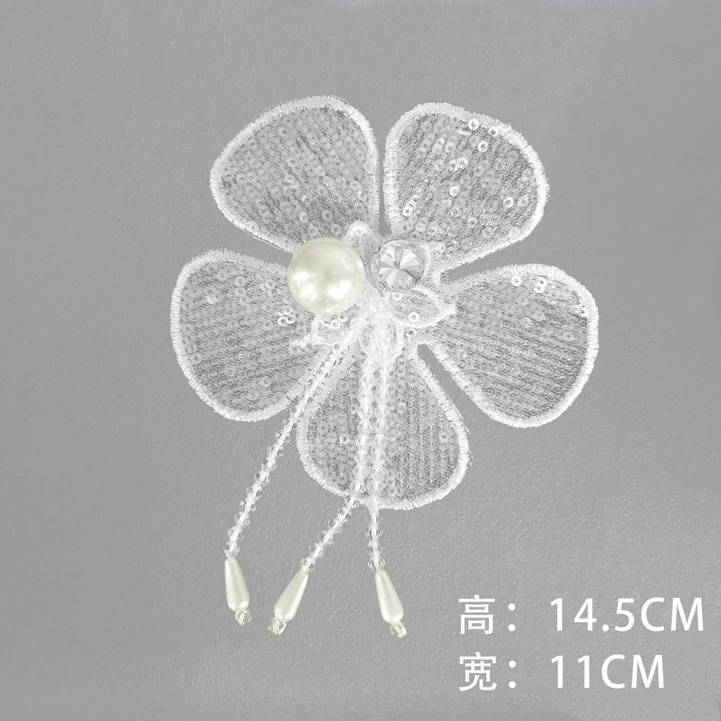 Black And White I Polyester Embroidery Bead Embroidery Sewing Lace Collar Diy Decorative Clothing Single Flower Accessories Clothing Accessories