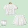 Girls' 2026 Summer Embroidered Cotton T-Shirt & Skirt Set