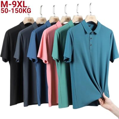 6 צבע סופר גדול מידה L-8xl קיץ גברים עסקים בסגנון מזדמן קרח מרגיש רך חלק פולו חולצת פולו גבר לבן שרוול קצר חולצות פולו