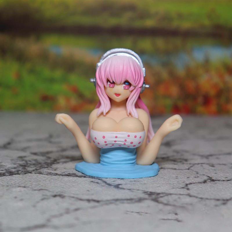 New Shaking Chest Girl Car Dashboard Ornament Sexy Cute Anime Dolls Plump Car Interior Shape Motorcycle Accessories Decoration