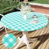 Homaxy New Round Tablecloth 1 PCS PEVA Material Wipeable Flannel Backed Vinyl Tablecloths Waterproof Elastic Fitted Table Covers