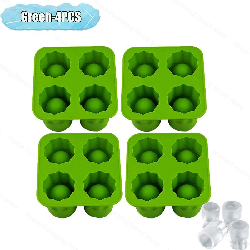 4 Cup Shape Silicone Ice Cube Mold Tray Summer Bar Party DIY Cold Drink Ice Compartment Mold Ice Cup Ice Cube Tray Kitchen Tool