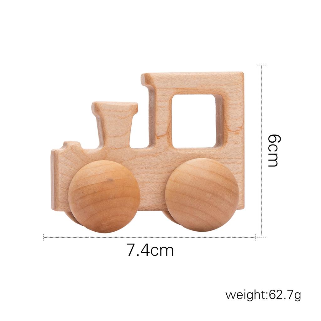 Walnut Wood Mini Colorful Car, Children Early Education Educational Wooden Building Block Toy, Infant Toddler Push Cart