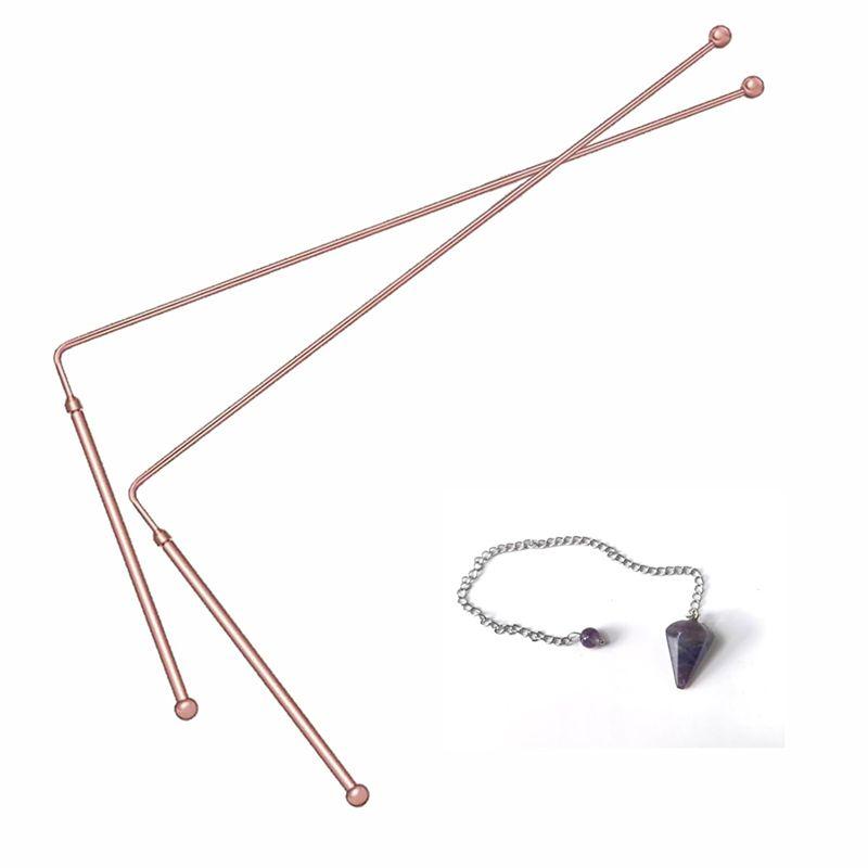 Practical-Copper Dowsing Rods, 99.9% Pure Copper Divining Rod For Tracing Spiritual Energy 2Pcs( Includes 1 Pendulum )