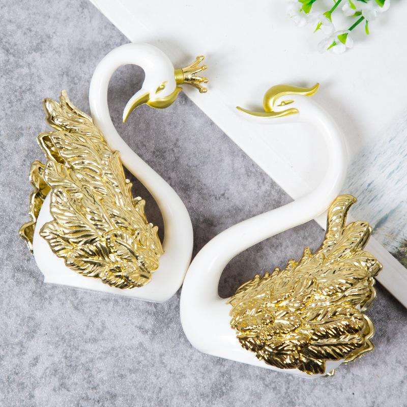 2 Pezzi Scultura Cigno d'Amore Ornamento, Mini Bambola Decorazione Torta Nuziale, Statua Regalo per Casa Auto