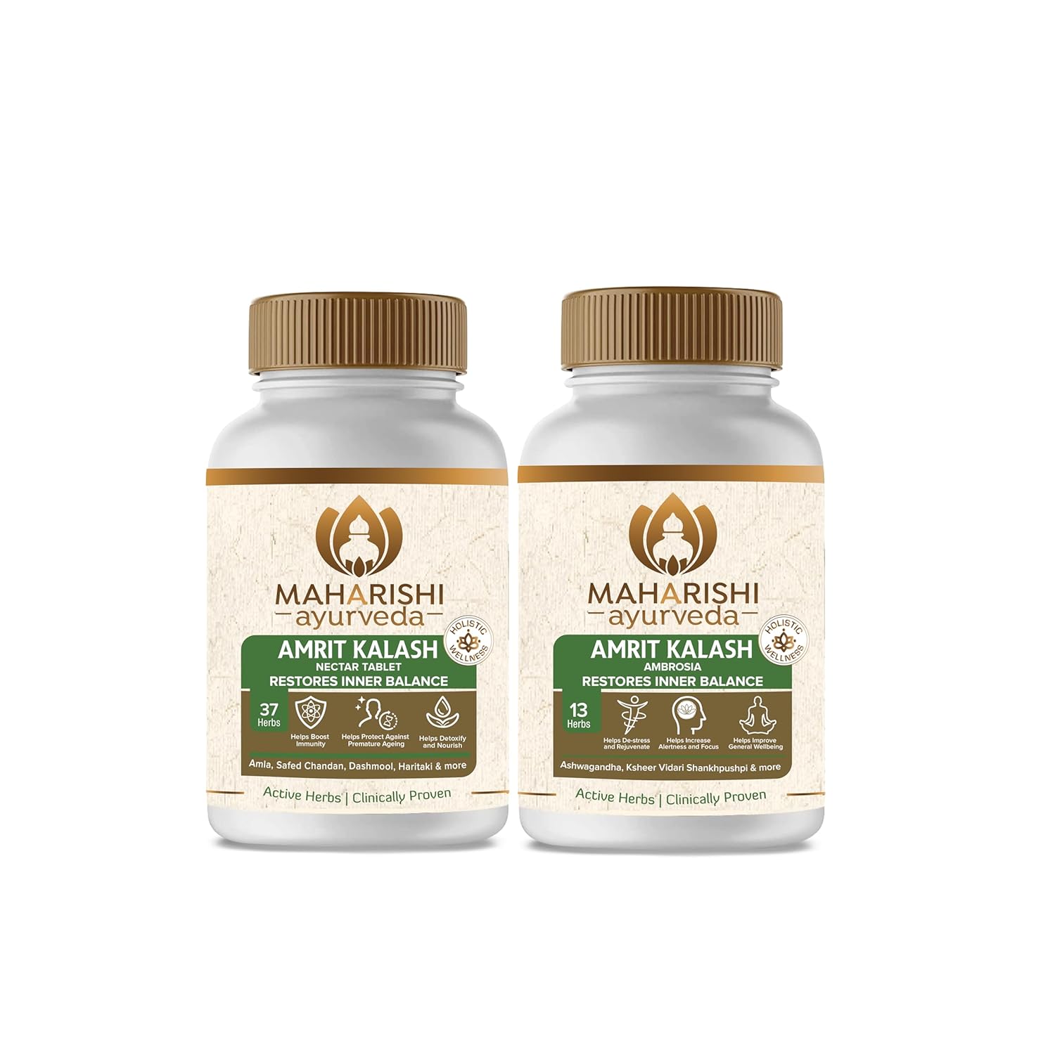 

Maharishi Ayurveda Amrit Kalash | Ambrosia 60 Tablets & Nectar 60 Tablets Sugar Free
