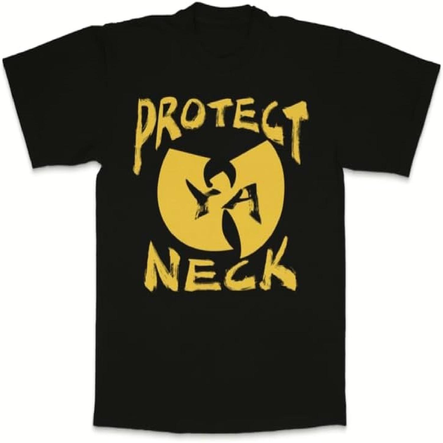 

Protect Ya Neck T-Shirt, Black with Gold Logo Design, Hip-Hop Graphic Tee S чёрный