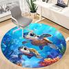 1PC Turtle Ocean Office Round Area Rug, Mat Suitable For Office, Under Office Chairs Bedroom Living Room Home Decor, Room Deco