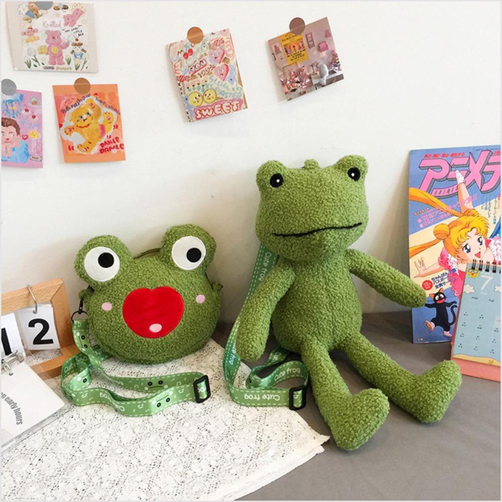 

Love Heart Plush Backpack Bag Frog Frog Plush Backpack Ugly Cartoon Shoulder Bag Travel