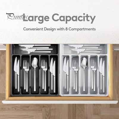 Vassoio portaoggetti per cassetto per cucina, espandibile, porta posate, divisore regolabile per utensili in plastica, spatola, utensili e gadget
