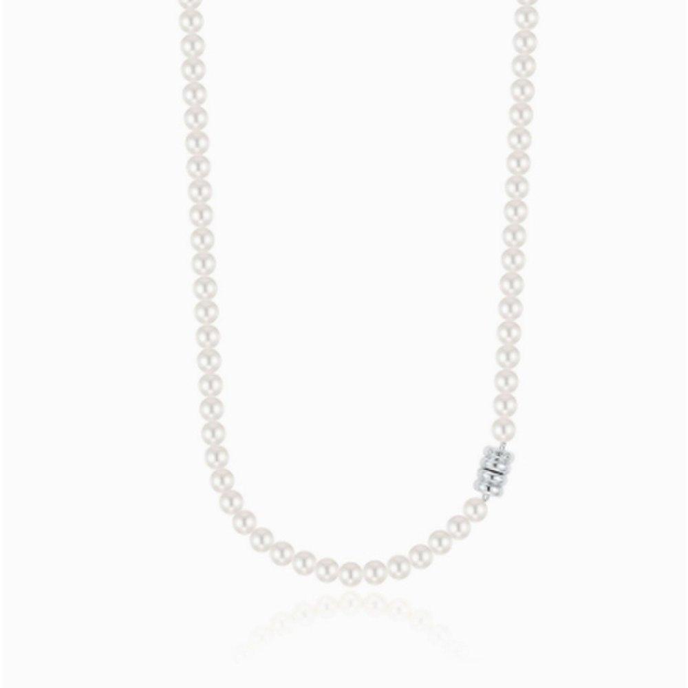 Godron Magnet Cream White Pearl Necklace (5mm) Llns25233S_S