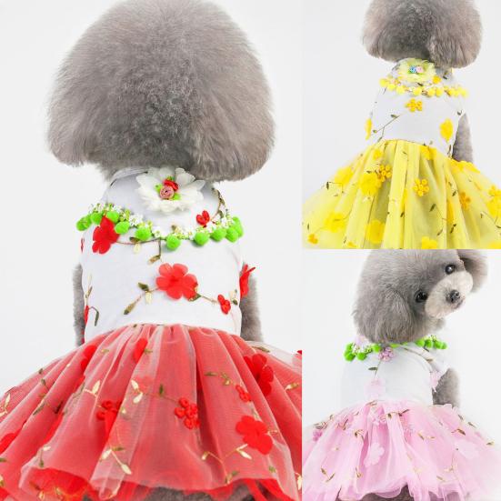 

Dog Dress Flower Printing Delicate Stitching Fashion Pet Vest Puppy Sleeveless Clothes
