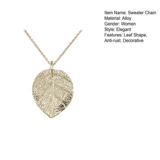 Sweater Chain Elegant Leaf Charm Graceful Clear Texture Decorate Colorfast Vivid Plant Sweater Necklace Present